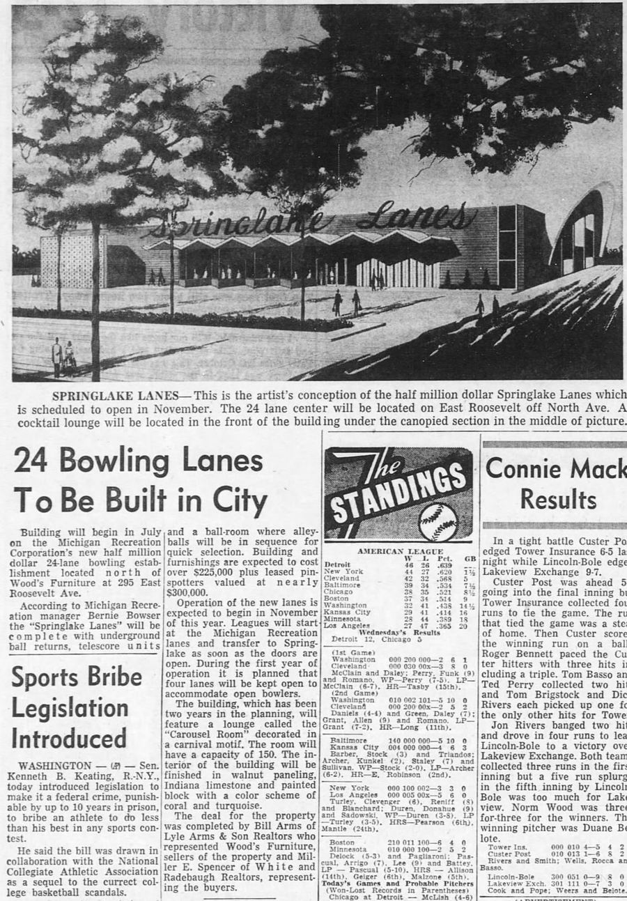 Springlake Lanes - June 1961 Opening Article